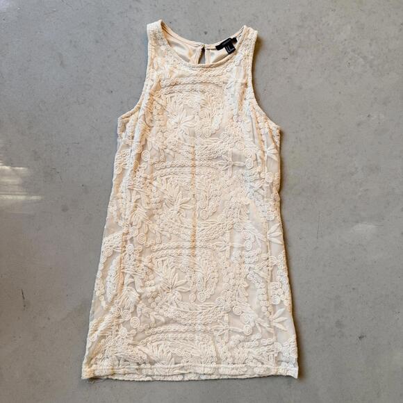 Forever 21 Dresses & Skirts - Forever 21 Cream Lace Sleeveless Dress, Size M